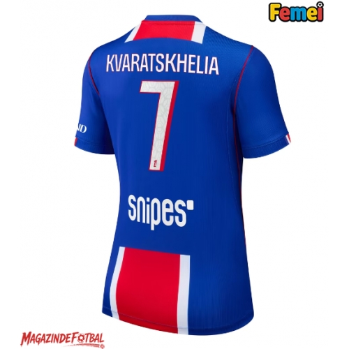 Paris Saint-Germain Khvicha Kvaratskhelia #7 Tricou Fotbal Replică 2026-27 Femei Acasa Paris Saint-Germain Khvicha Kvaratskhelia #7 Tricou Fotbal Replică 2026-27 Femei Acasa